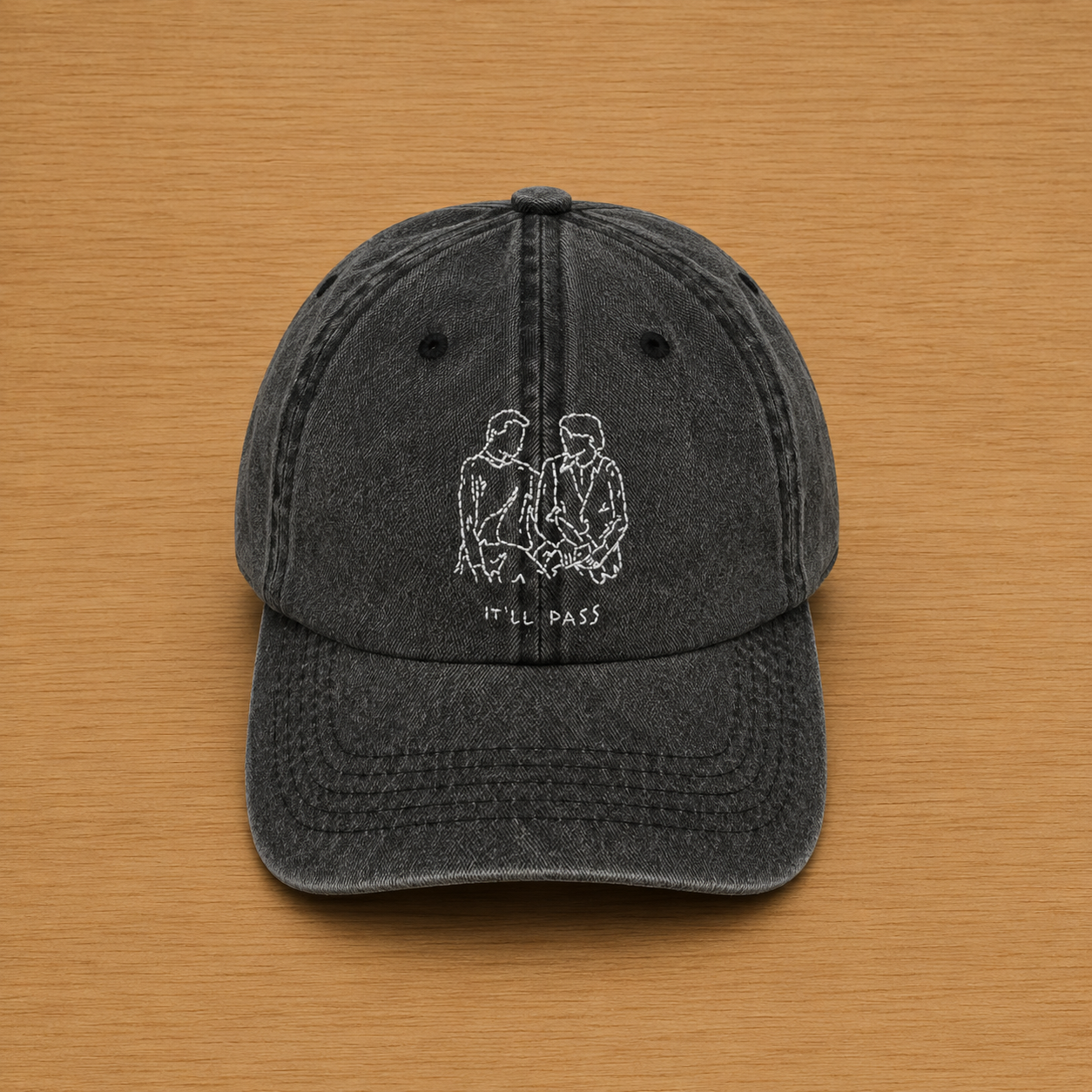 Gorra gris oscuro con Fleabag bordado a mano